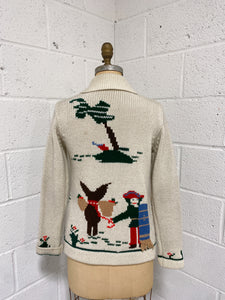 Vintage Wool Cardigan with Handmade Design -  As Found