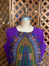 Load image into Gallery viewer, Purple Dashiki Dress with Raw Cut Sleeves (14)
