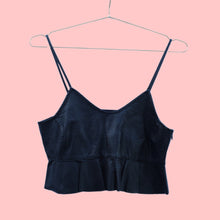 Load image into Gallery viewer, Zara Black Leather Crop Summer Top @vseasons
