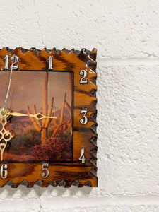 Vintage Wood Wall Clock with Desert Motif