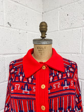Load image into Gallery viewer, Vintage Red, White and Blue Button Up Poncho
