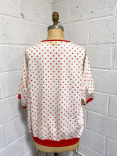 Load image into Gallery viewer, Vintage White with Red Polka Dot Blouse - As Found(20W)

