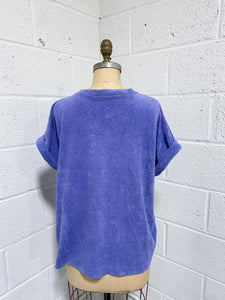 Vintage Periwinkle Terry Cloth Blouse -As Found