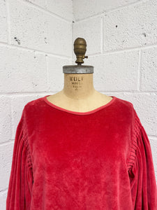Vintage Red Velveteen Pullover