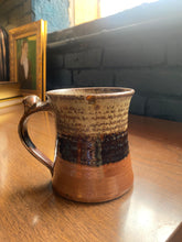 Load image into Gallery viewer, Vintage Stoneware Coffee Cup with Black Stripe -As Found
