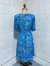 Load image into Gallery viewer, Vintage Blue Watercolor Dress with a Belt
