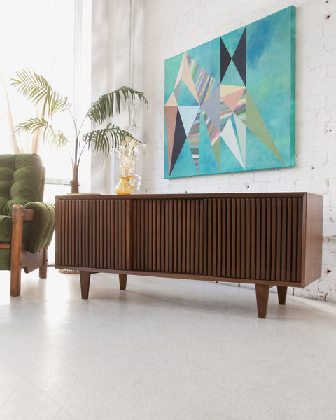Order now! This handmade piece currently has an eta of 8 weeks from  purchase date Scandinavian Walnut Credenza by Sunbeam Vintage 72”W x 18”D x  26.5”H, Cubby Space 22”W x 15”H *H