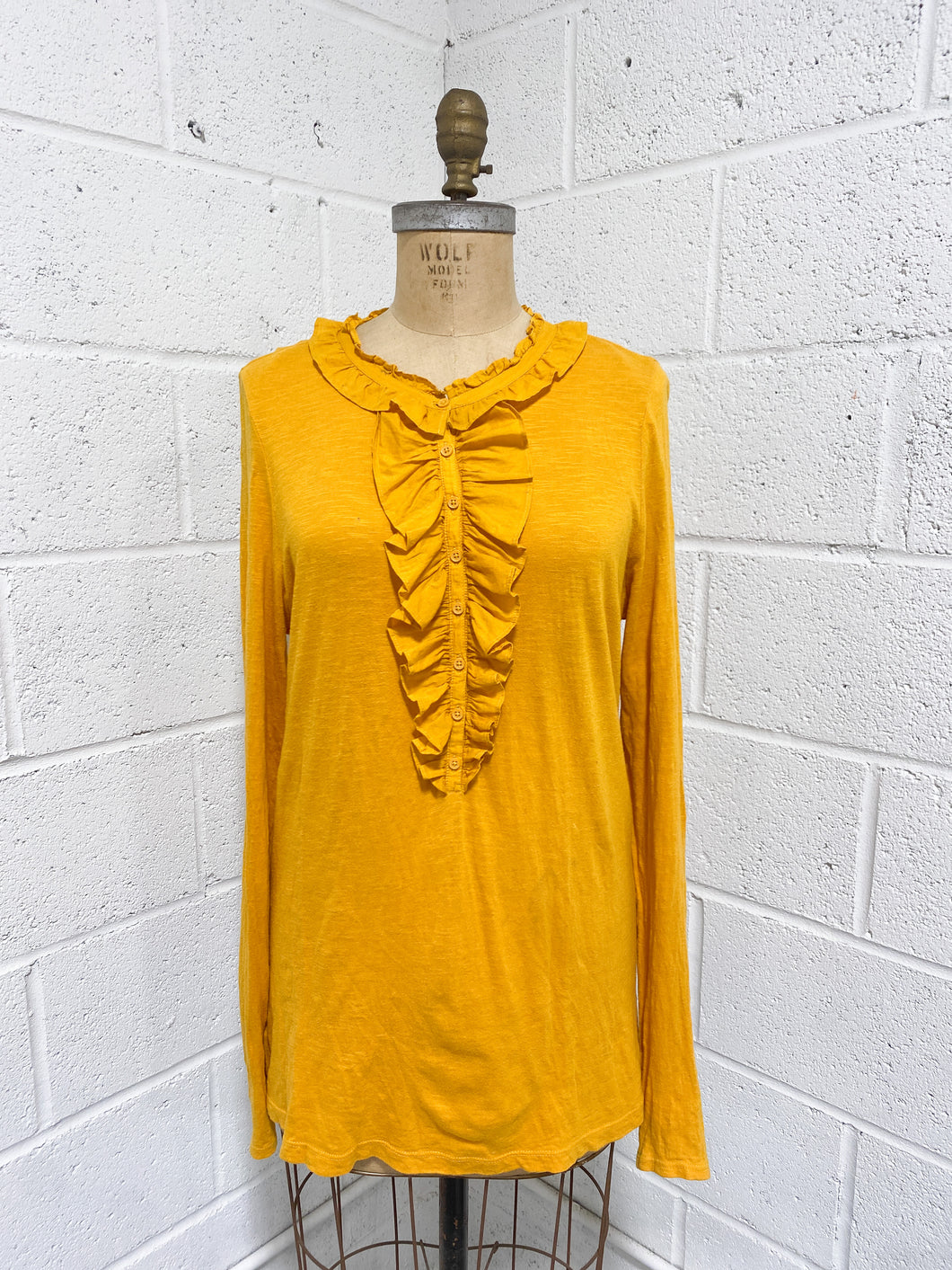 Long Sleeve Mustard Colored Blouse (L)