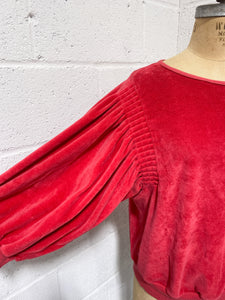 Vintage Red Velveteen Pullover