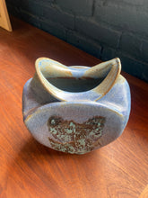 Load image into Gallery viewer, Vintage Blue Sculptural Stoneware Vase - Signed
