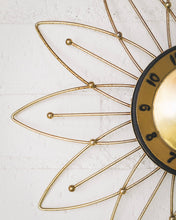 Load image into Gallery viewer, Gold Vintage Sunburst Clock
