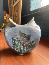 Load image into Gallery viewer, Vintage Blue Sculptural Stoneware Vase - Signed

