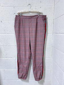 Burgundy Houndstooth Pants with Racing Stripe (16)