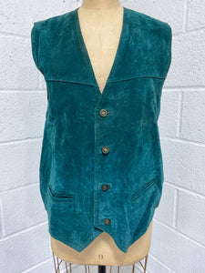 Vintage Emerald Green Suede Vest (L)