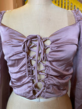 Load image into Gallery viewer, Satin Tie Up Mauve Blouse (S)
