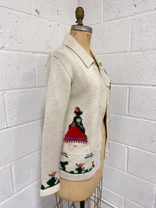 Vintage Wool Cardigan with Handmade Design -  As Found