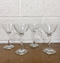 Load image into Gallery viewer, Set of 4 Squiggle Stem Martini Glasses
