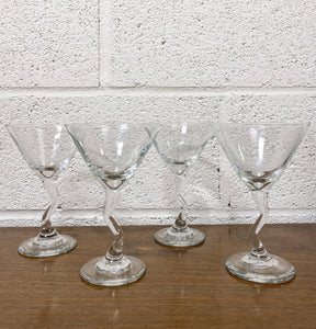 Set of 4 Squiggle Stem Martini Glasses