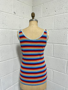 Vintage Striped Tank in Reds and Blues (XL)