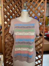 Load image into Gallery viewer, Tan T-Shirt with Colorful Graphic Pattern
