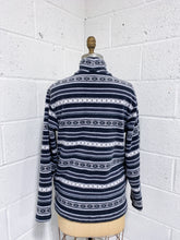 Load image into Gallery viewer, Grey and Black Striped Fleece Zip Up (S)
