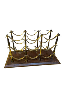 French Brass and Mahogany Sideboard Wine Rack