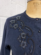 Load image into Gallery viewer, Vintage Black Beaded Cardigan
