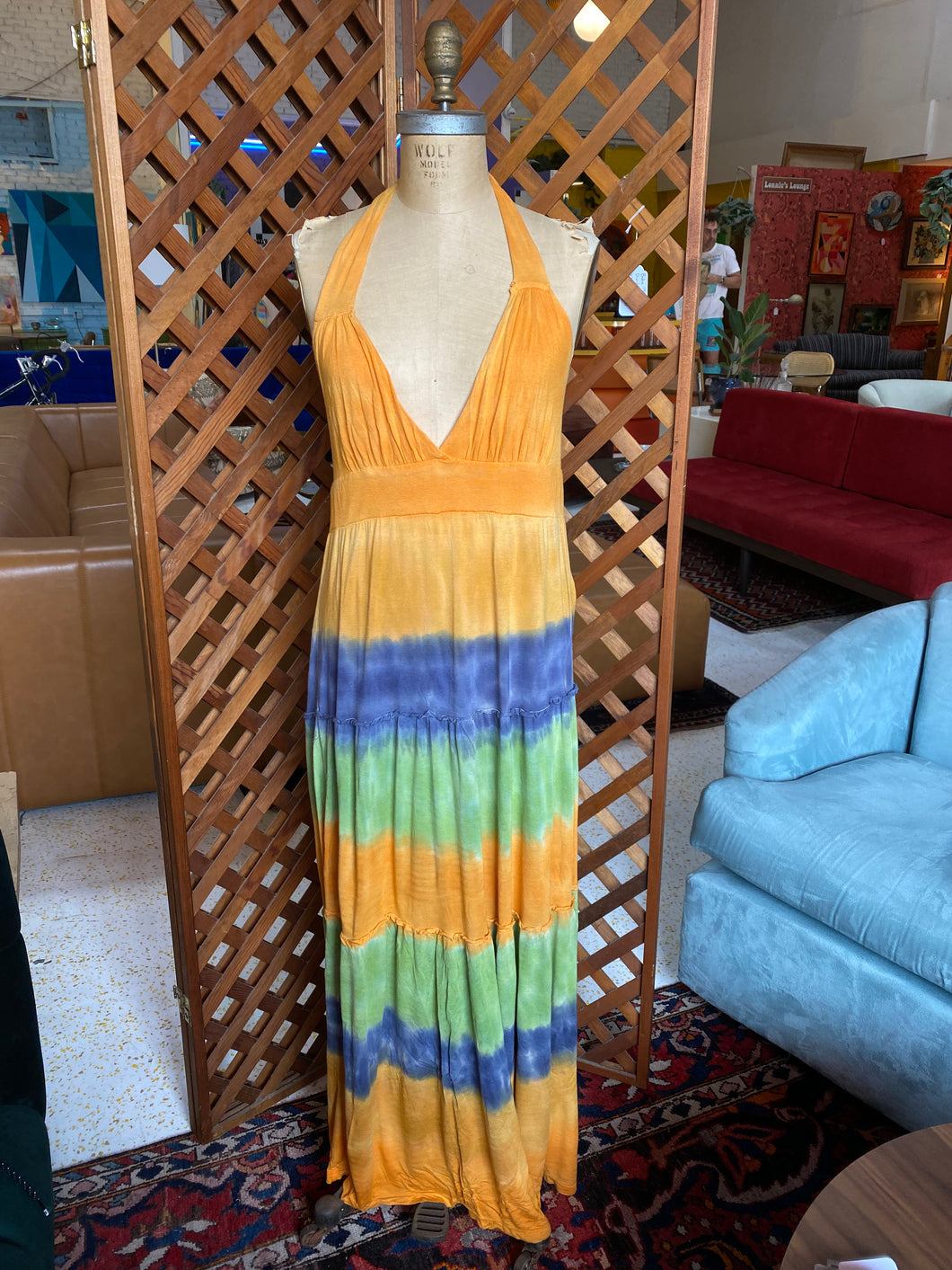 Tiered Tie-Dye Summer Dress (M)