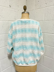 Vintage Crinkle Teal and White Sports Shirt