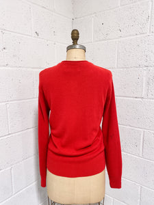 Red Cardigan with Pearl Buttons   - As Found