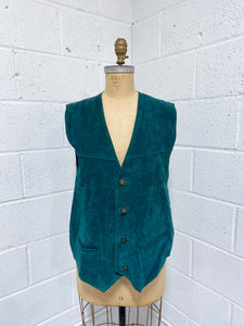 Vintage Emerald Green Suede Vest (L)