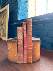 Vintage Leather and Wood Duck Bookends