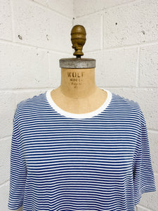 Blue and White Striped T-Shirt (M)