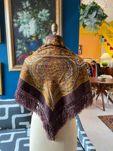 Load image into Gallery viewer, Large Brown and Gold Paisley Scarf
