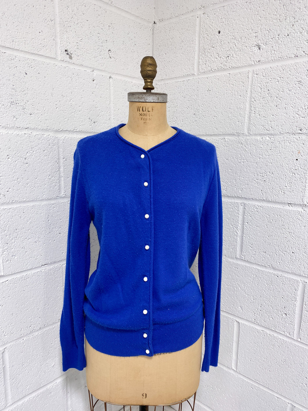 Vibrant Blue Cardigan with Pearl Buttons