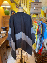 Load image into Gallery viewer, Grey and Black Pancho - One Size Fits All
