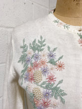 Load image into Gallery viewer, Cream Cardigan with Floral Beading   - As Found
