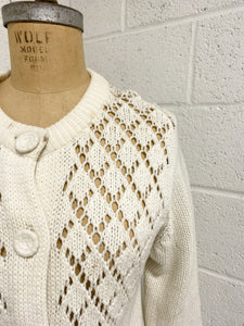Vintage Cream Cardigan with Big Buttons - As Found
