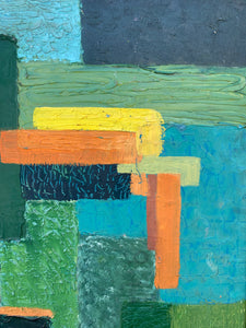 Vintage Abstract Painting in Vivid Hues