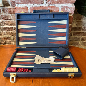 Vintage Navy Backgammon Case - Missing 2 Pieces