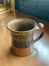 Load image into Gallery viewer, Vintage Stoneware Coffee Cup with Black Stripe -As Found
