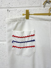 Load image into Gallery viewer, Vintage Snow White Polyester pants with Red and Blue Detail - Plus Size
