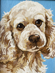 Vintage Painting of a White Dog