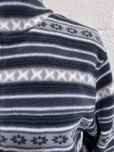 Grey and Black Striped Fleece Zip Up (S)