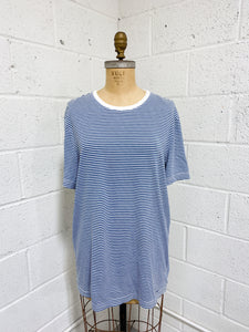 Blue and White Striped T-Shirt (M)