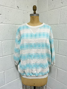 Vintage Crinkle Teal and White Sports Shirt