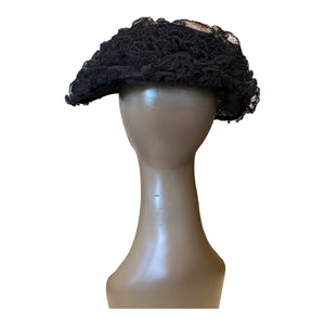 Vintage Black Hat with Lace