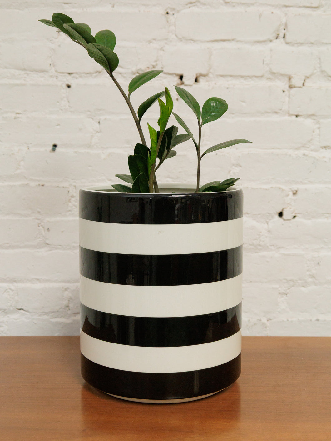 Large Black & White Striped Planter