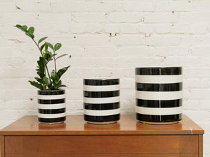 Small Black & White Striped Planter