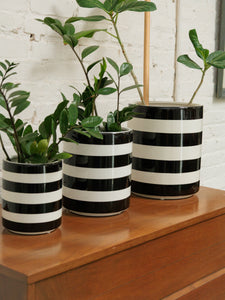 Small Black & White Striped Planter